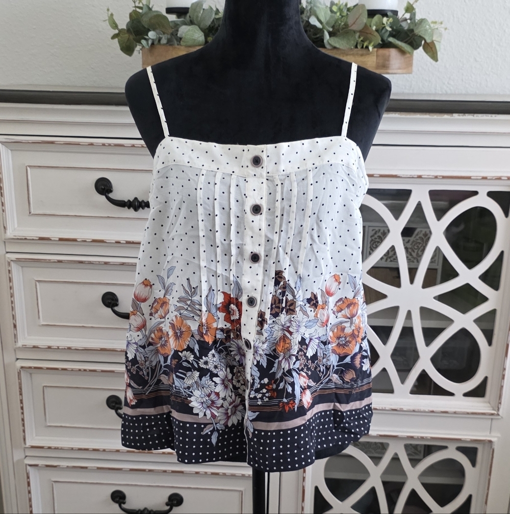 Anthropologie Floral Print Women's Top - White and Black